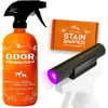 Pet Odor Eliminator for Strong Odor - Citrus Deodorizer for Dog Urine Smells on Carpet, Furniture & Floors - Puppy Supplies﻿ (24 Fl Oz + UV Flashlight)