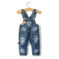 thumbnail image 2 of KIDSCOOL SPACE Little Girl Boy Ripped Denim Cute Slim Pants Jean Overalls,3-4 Years, 2 of 7