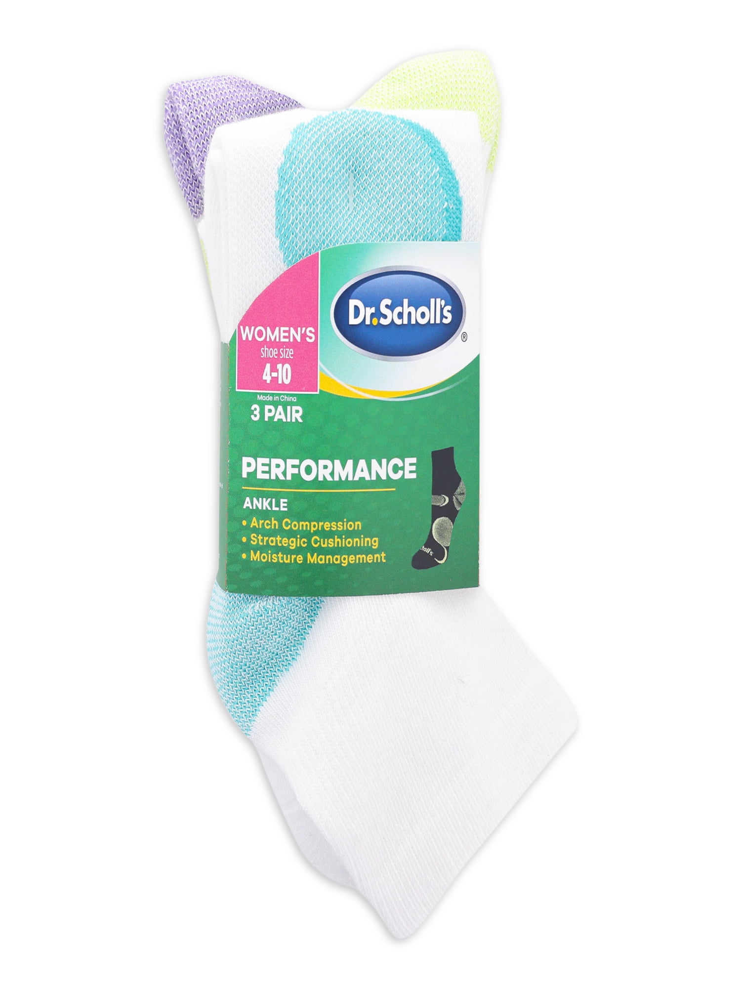 Dr. Scholl’s Women’s Ankle Performance  Socks, 3 Pack
