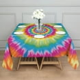 thumbnail image 3 of Colorful Rainbow Tie Dye Spiral Pattern Square Tablecloth,Waterproof Square Table Cover,Wipeable Spillproof Washable Table Cover for Home Kitchen Party Decor 60"x60"(152x152cm), 3 of 6