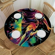 WYYP Soccer Ball Man Kicking Waterproof 100% Polyester Fiber Table Cloth White