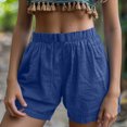 thumbnail image 2 of RYRJJ Womens Lightweight Cotton Linen Shorts Casual Baggy Trendy Short Pants Elastic Waist Comfy Beach Shorts(Blue,M), 2 of 6