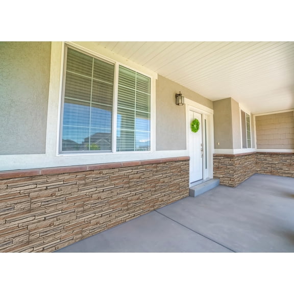 WallWell Desert Yellow Premium Faux Stone Wall Panel, 46.25” x 12.88", Lightweight PU, DIY Tongue & Groove, Indoor/Outdoor Decorative Siding (1 Panel)