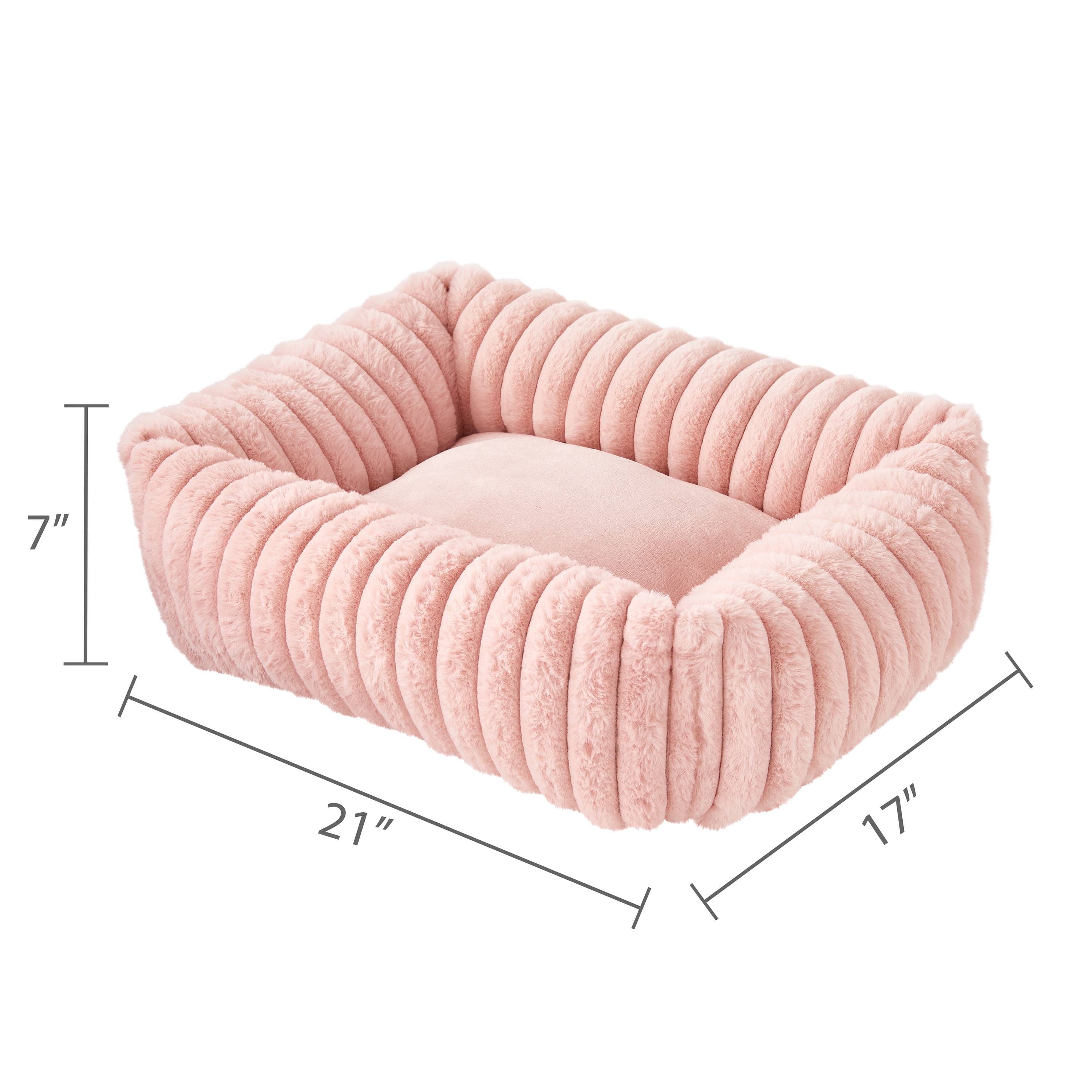 Vibrant Life Small Thick Corduroy Plush Bolster Dog Bed, Pink, 17" x 21"