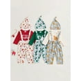 thumbnail image 3 of BemeyourBBs Boy Christmas Sets Romper Gingerbread/Christmas Tree Print Pants Hat, 3 of 9