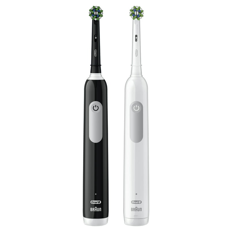 Oral-B Pro 1000 CrossAction Electric Toothbrush, Powered by Braun, Black  and White, Pack of 2 