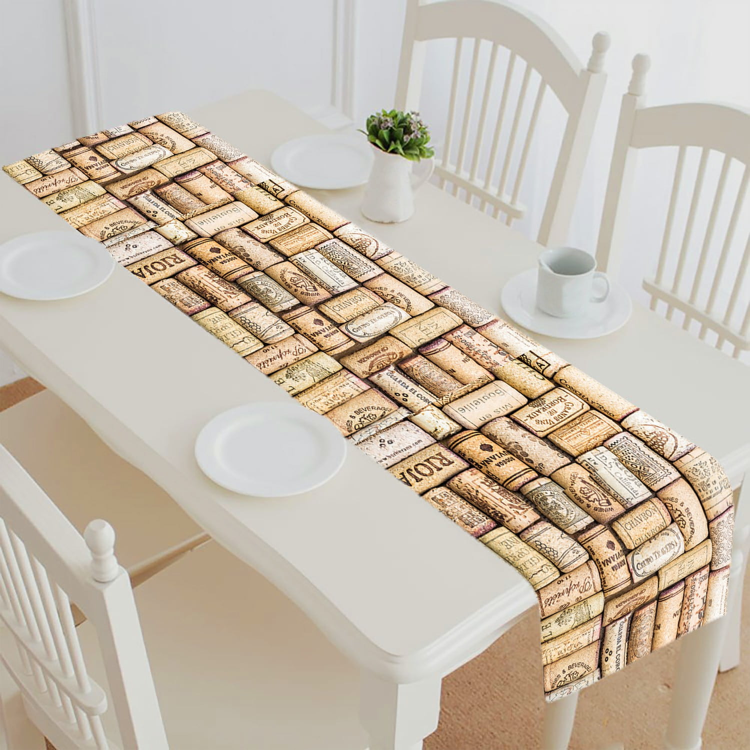 ABPHQTO Corks With Dates And Drops Of Table Runner Placemat Tablecloth