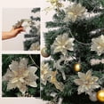 thumbnail image 3 of ZHAOCHENG 12 piezas de flores navideñas, flores navideñas artificiales, adornos navideños con purpurina y flores de Pascua, adornos navideños con purpurina, 3 of 5