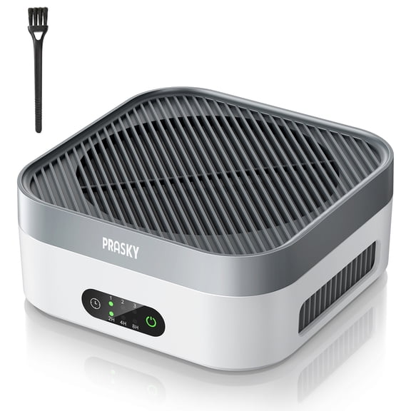 PRASKY Air Purifier for Home with Filter Brusher 600 Sq Ft Coverage, True HEPA Filter for Pets, Smoke & Allergies | Quiet & Portable for Bedroom/Travel/Car (Gray)