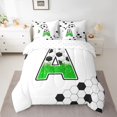thumbnail image 2 of Castle Fairy Boys Girls Letter Monogrammed A Twin Bedding Sets 7-Piece,Sport Soccer Print Bedding Comforter Set Microfiber,Bling Green Glitter Breathable Sheet Sets,Ultra Soft Home Decor,Reversible, 2 of 8