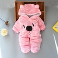 thumbnail image 3 of Actoyo Newborn Baby Winter Infant Boys Girls Fleece Warm Hooded Romper Jumpsuit Overalls Bear Cat Costume Outerwear 0-12Months, 3 of 5