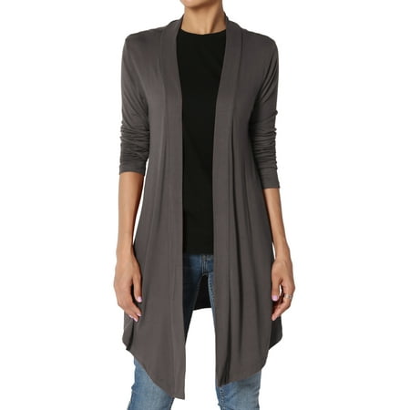 - TheMogan Women's PLUS Plain Solid Lightweight Jersey Layering Long Open Cardigan