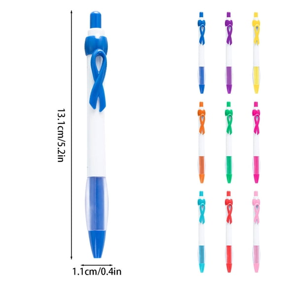 Clearance Under $2.39! 10PCS Ribbon Awareness Pens, Retractable Gel Roller Pens with Pink Ribbon Design, Plastic, for Gifting & Events, (13cm, Yellow)