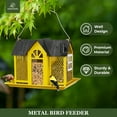 thumbnail image 3 of Kingsyard Weatherproof Metal Bird Feeder House, Triple Feeders for Outside Finch Cardinal, Yellow, 3 of 7
