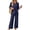 17# Royal Blue, variant on Two Piece Sets for Women 3/4 Sleeve Button Lounge Sets 2026 Summer Fall Vacation Travel Outfits Fashion Clothing Royal Blue M