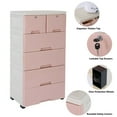 thumbnail image 5 of "Flkoendmall Vertical Storage Cabinet 5 Layers 6 Drawer Storage Tower Dressing Table Organizer（Pink）", 5 of 10