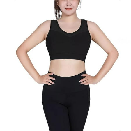 

Women s Plus Size High Strength Shockproof Outdoor Sports Underwear Breathable Yoga Vest Fitness Running One Piece Fixed Cup Bra Black M