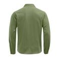thumbnail image 4 of WTOBBY Men's Casual Long Sleeve Shirt Lapel Collar Button Front Pocket Classic Fit Breathable Cotton Blend Office Wear Business Casual Daily Top,Army Green L, 4 of 8