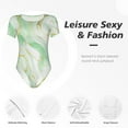 thumbnail image 4 of Fotbe Green And Gold Abstract Marble Body de Mujer con Cuello Redondo y Mangas Cortas, Sin Mangas Ajustado, Suave, Cómodo y Básico-Medium, 4 of 7