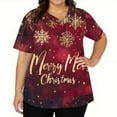 thumbnail image 5 of Stichou Christmas Scrubs Tops for Women Plus Size Happy Snowflake Print V-Neck Funny Short Sleeve Nurse Uniform with Pockets Gold 2XL, 5 of 5