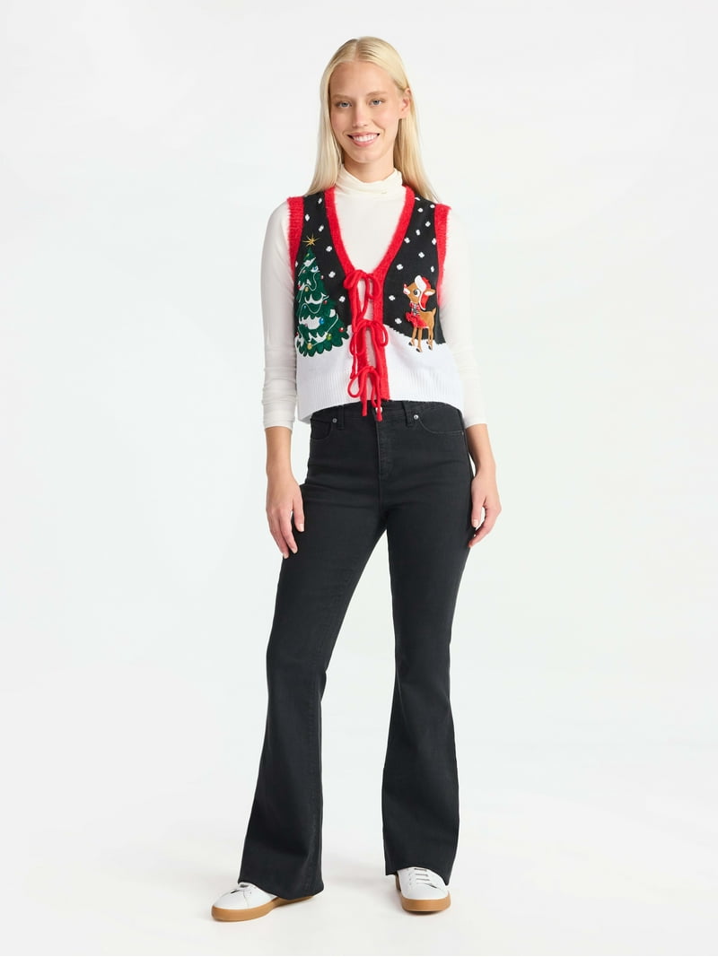 Rudolph the Red-Nosed Reindeer Women's Christmas Tie Vest, Sizes