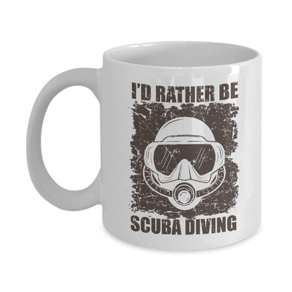 Distressed I'd Rather Be Scuba Diving Coffee & Tea Gift Mug For A Master Scuba Diver Or Dive Instructor Dad