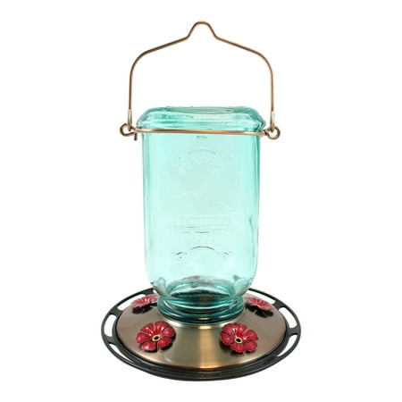 More Birds Mason Jar Hummingbird Feeder, Glass Bottle, 5 Feeding Ports and 25-Ounce Nectar Capacity
