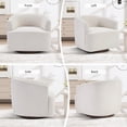thumbnail image 6 of Bonzy Home Chenille 360° Swivel Barrel Accent Chair, Curved Armrest Reading Chair, Comfy Upholstered Round Lounge Chair for Living Room Bedroom Study, Beige, 6 of 8
