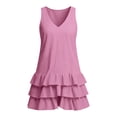 thumbnail image 7 of Sahpxhe Mini Dresses for Women Sleeveless V-Neck Ruffle Tiered Cotton Linen Tank Dress Casual Summer Beach Vacation Sundresses Pink L, 7 of 7