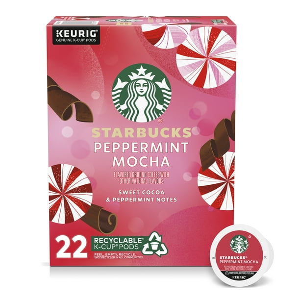 Starbucks Peppermint Mocha, Flavored KCup Coffee Pods, 100 Arabica