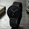 thumbnail image 3 of Reloj para hombre, relojes de pulsera de lujo ultrafinos negros para hombres de negocios, reloj de pulsera resistente al agua con banda de malla, 3 of 5
