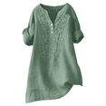 thumbnail image 5 of IYYVV Boho Embroidered Tops for Women 3/4 Sleeve Length Peasant Shirts Plus Size Summer Dressy Casual Blouses 2026 Army Green S, 5 of 6