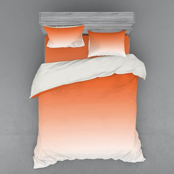 Ambesonne Ombre Bedding Set 4 Pcs, Sunset in Hot Desert, Queen, Orange