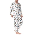 thumbnail image 2 of KLL Cartoon Animals Sleepwear Mens Flannel Pajamas,Long Cotton Pj Set, 2 of 7