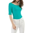 thumbnail image 3 of MODA NOVA Juniors Half Sleeves Scoop Neck Fitted Layering Top T-Shirt, 3 of 7