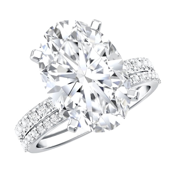 Rosec Jewels IGI Certified Lab Grown Diamond 4 Carat Engagement Ring with Band (E-VS1 Quality) - Big Oval Wedding Ring Set, 925 Sterling Silver, US 4.00