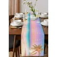 thumbnail image 4 of Coastal Table Runner 60 Inches, Seaside Palm Tree Summer Beach Purple Blue Bed Runner Dresser Scarves Tabletop for Indoor Outdoor Parties/Ceremony/Banquet, 13" x 60", 4 of 8