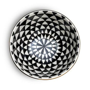 Thyme & Table Stoneware Bowl, Black & White, Medallion Collection