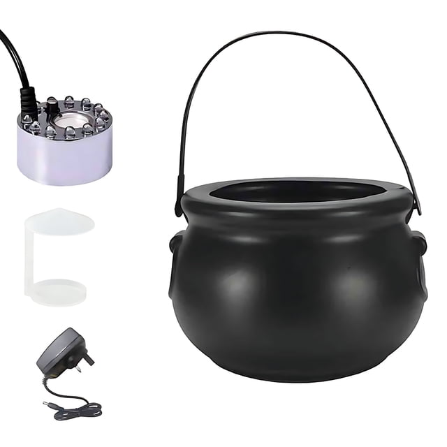 yingyy Halloween Witch Cauldrons Fog Maker Spooky Mist Effect Festive Decorations Safe To Wide Application silver UK Plug 1Set