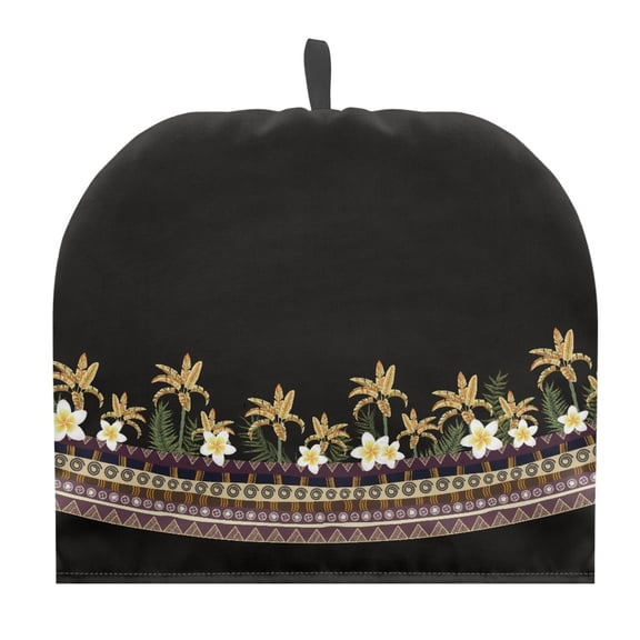 HELLHERO Polyester Canvas Teapot Dust Cover Tropical Floral Border Keep Warm Keep Warm for Mom