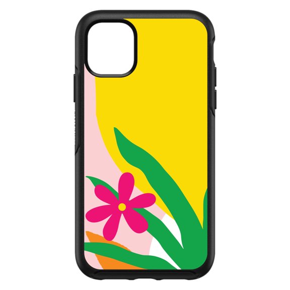 DistinctInk Custom SKIN / DECAL compatible with OtterBox Symmetry for iPhone 11 Pro (5.8" Screen) - Summer Vibes Bold Flower Pink Green Yellow