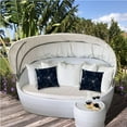 thumbnail image 4 of 20" X 20" Navy And White Zippered Polyester Floral Throw Pillow Cover, 4 of 8