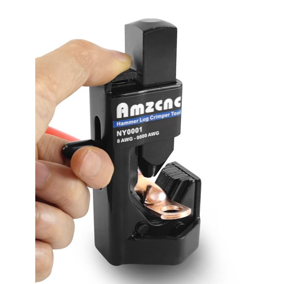 AMZCNC Outil à Sertir à Boulons pour Marteau pour 8 AWG - 0000 AWG Câbles de Batterie et de Soudage (Serre les Câbles de Batterie et de Soudage 8 AWG vers Fil 4/0