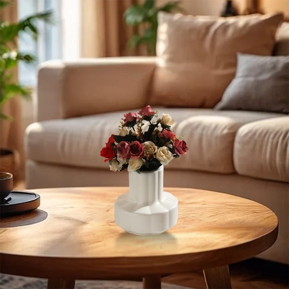 Inerposs Plastic Vase, Nordic Style Flower Pot, Faux Ceramic Decorative Bowl, Home Decor Centerpiece for Fresh or Dried Flowers, Multifunctional Use for Various Living Spaces