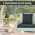 thumbnail image 4 of 2-Person Wicker Porch Hanging Swing, Outdoor Swing Bench Chair with Gray Cushions and Chains, Heavy Duty Hammock Chair for Backyard, Garden, Balcony, White, D7407, 4 of 12