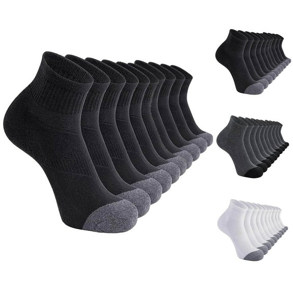 Riecok 5 Pairs Cotton Socks for Women Cushioned Crew Socks Mid Calf Stretched Breathable Comfortable Sport Socks for Travel Hiking and Running