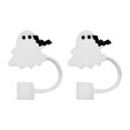 thumbnail image 1 of veasfak 2 Pieces Ghost Silicone Straw Toppers Parties Reusable Ghost Straw Cover Cap Bat, 1 of 9