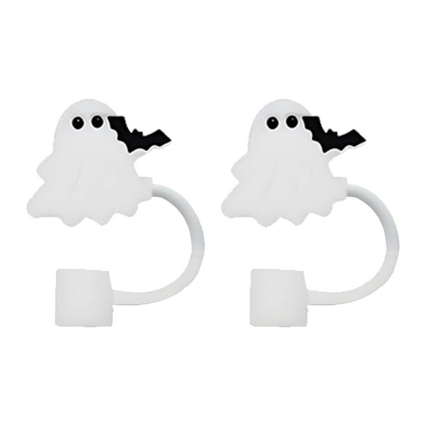 2 piezas de adornos para pajitas, accesorios para vasos, reutilizables, regalo de Halloween, divertido para fiestas Murciélago