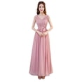 thumbnail image 2 of Vestido de dama de honor Vestido largo de gasa rosa para dama de honor Vestido para la cena de anfitriona Vestido de dama de honor, 2 of 6