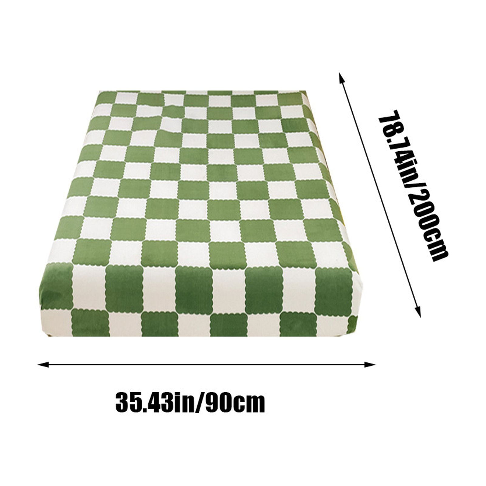 Quilted Fitted Sheet Winter Warm, Checkerboard Pattern Mattress Protector – Breathable Non-Slip Pocket Design, Soft Polyester Bed Cover for Care Bed, Home or Guest Room